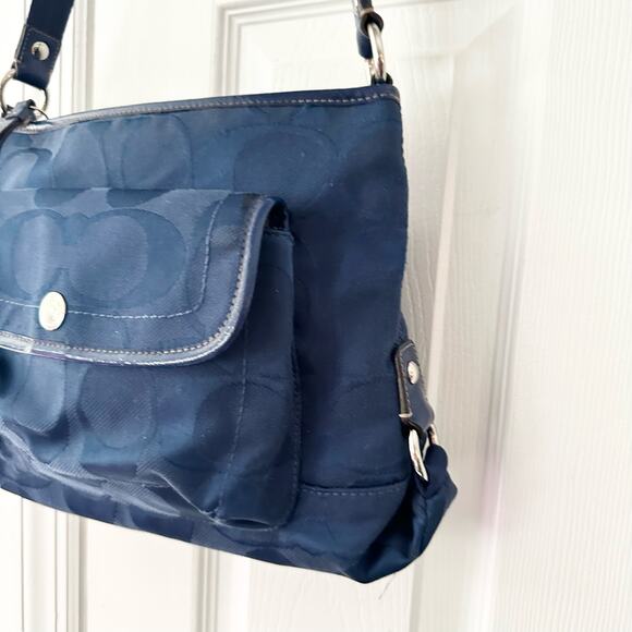 Coach Blue Canvas Signature Monogram F16550 Y2K Convertible Shoulder Bag Clean - Picture 4 of 9